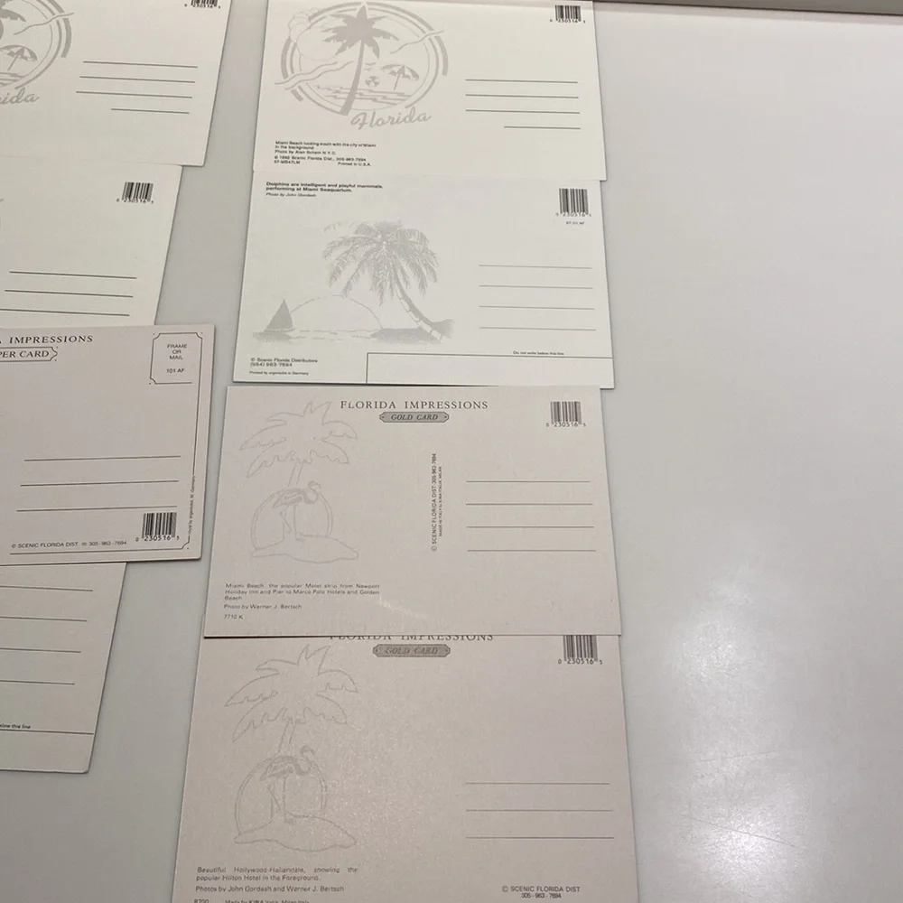 11 Vintage 90’s Scenic Florida Impressions POST CARDS w/ palm trees on back